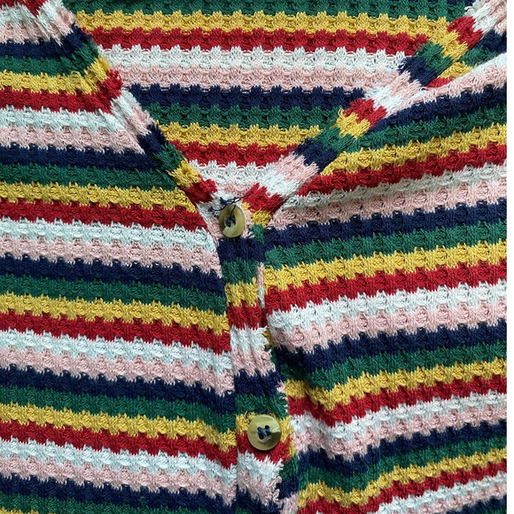 Blu-Pepper Striped Waffle Knit Button Up Cardigan Women's Large - Picture 10 of 10